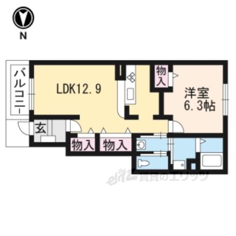 ハイビスカス Ⅱ(1LDK/1階)の間取り写真