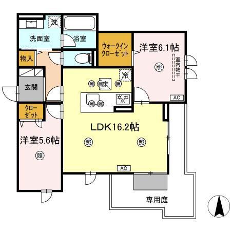 LUVERIA(2LDK/1階)の間取り写真
