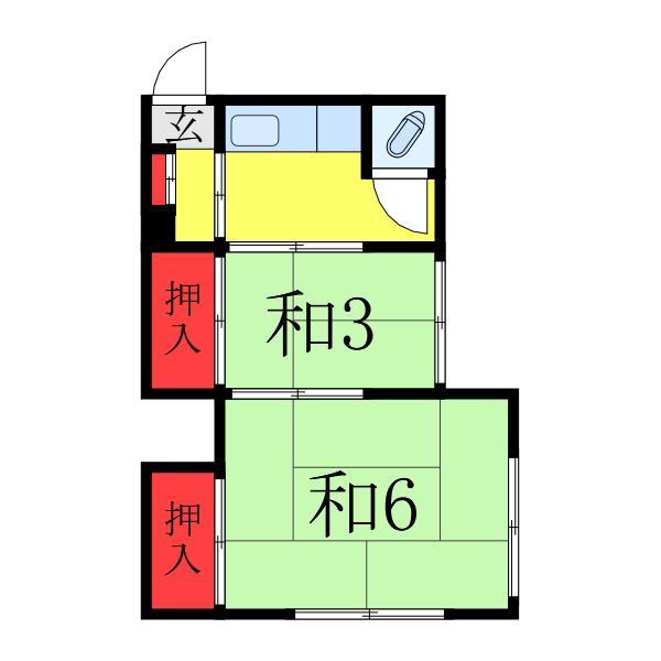 福和荘(2K/1階)の間取り写真