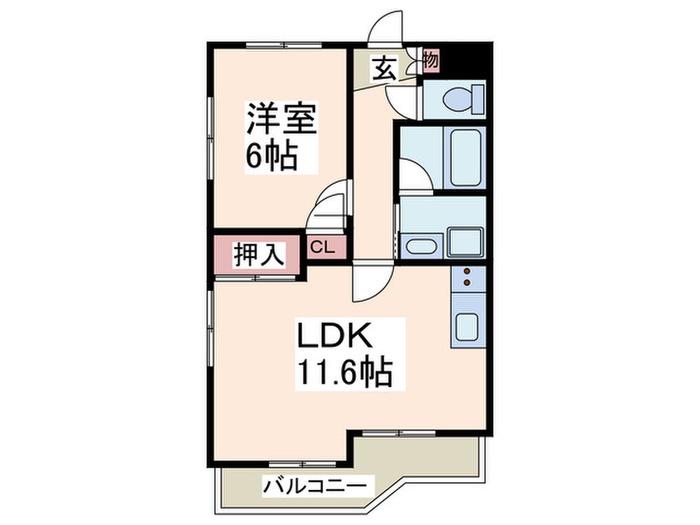 ビューホームズII(1LDK/1階)の間取り写真