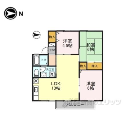 ヴィラール大和(3LDK/2階)の間取り写真