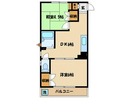 ランドフォレストつきみ野(2DK/3階)の間取り写真