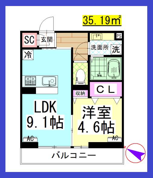 DL ルドベキア湘南台(1LDK/3階)の間取り写真