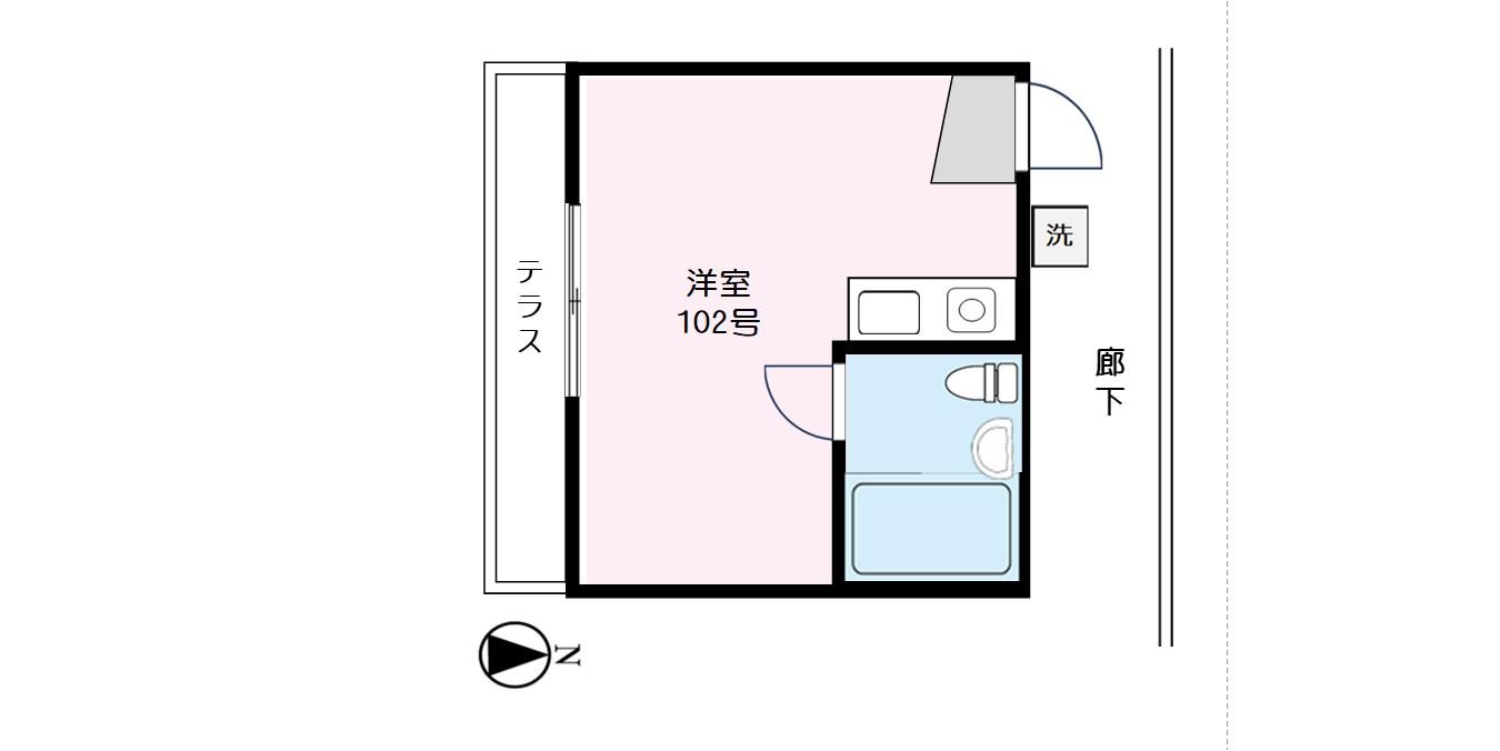 オークハイツ(ワンルーム/1階)の間取り写真
