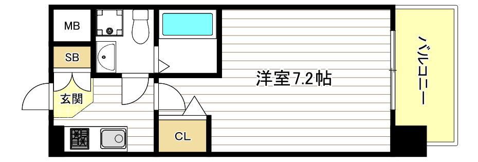 TOYOTOMI STAY PREMIUM難波桜川I(1K/4階)の間取り写真