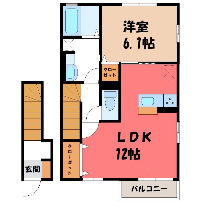 フォンティーヌOZ II(1LDK/2階)の間取り写真