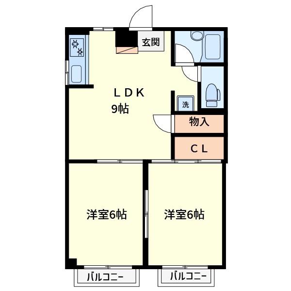 メィウール新川崎(2LDK/1階)の間取り写真