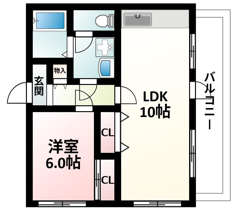 メイウール木川中里(1LDK/4階)の間取り写真