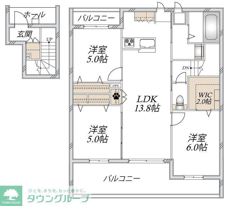 東武東上線 上福岡駅 徒歩14分 2階建 新築(3LDK/2階)の間取り写真