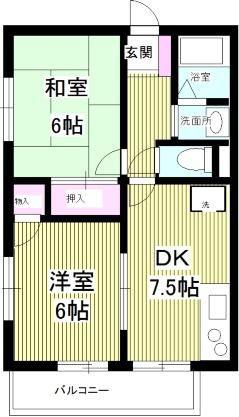 ガーデンハイム(2DK/1階)の間取り写真