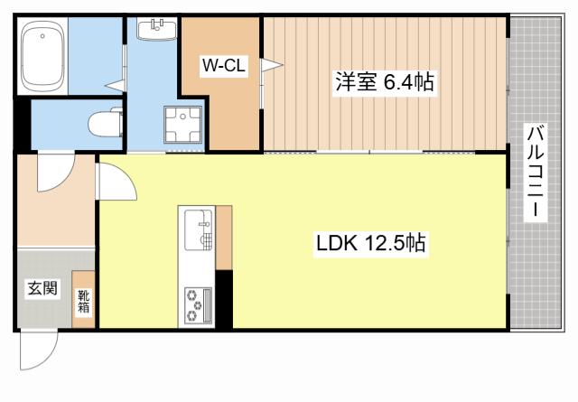 フリーガーデン(1LDK/1階)の間取り写真