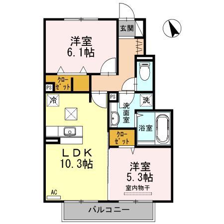レジデンス竹下(2LDK/1階)の間取り写真