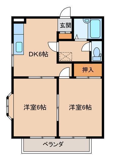 スカイハイツA(2DK/1階)の間取り写真