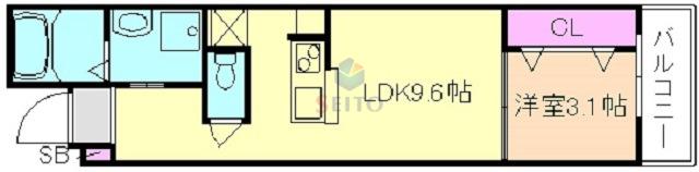 リアコート江坂(1LDK/2階)の間取り写真