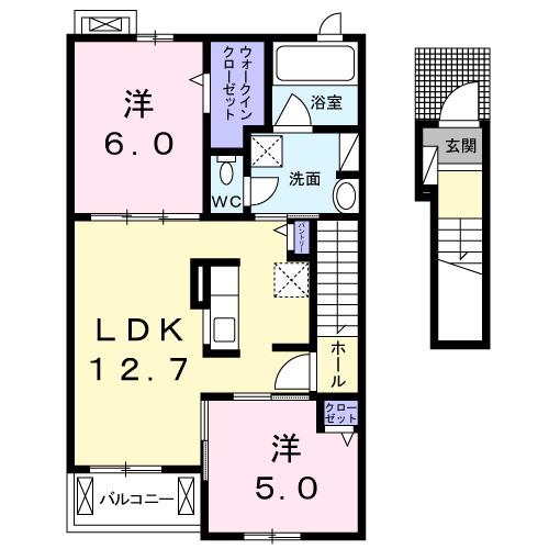 エース・1(2LDK/2階)の間取り写真