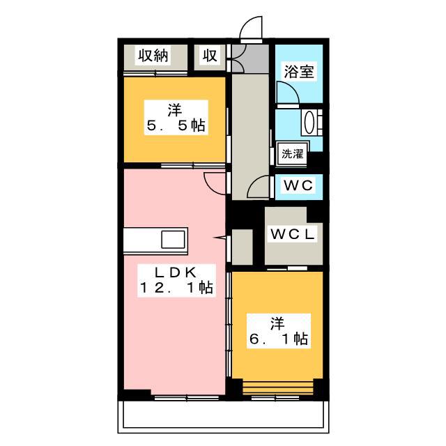 フォレナ羽沢横浜国大(2LDK/3階)の間取り写真