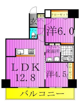 フュージョナル北綾瀬(2LDK/8階)の間取り写真