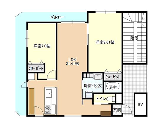 FRONTIER RYCOM(2LDK/5階)の間取り写真
