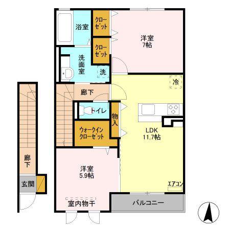 コリーヌB(2LDK/2階)の間取り写真
