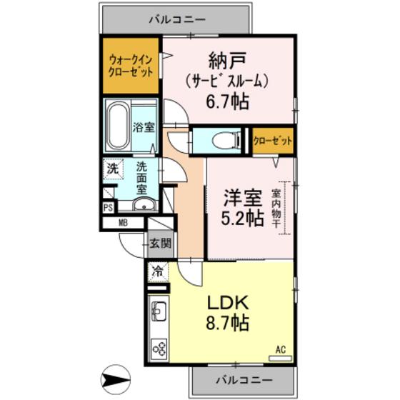 ブランハイム(1SLDK/2階)の間取り写真