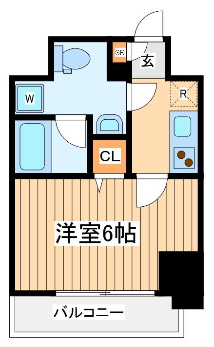 スパシエフェリーチェ川崎(1K/8階)の間取り写真