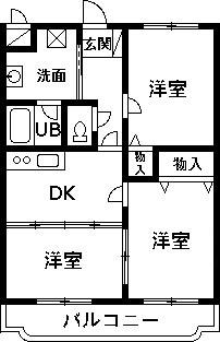 レジデンス・ラ・セーヌ(3DK/1階)の間取り写真