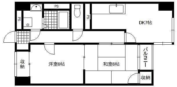 セーフティメゾン中央町(2DK/4階)の間取り写真