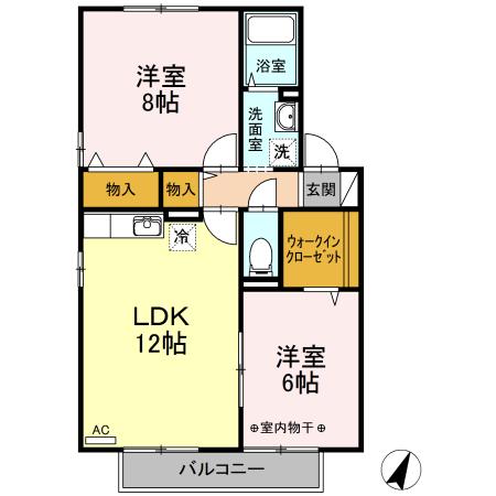 メゾン・フルールAB(2LDK/2階)の間取り写真