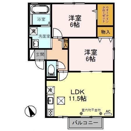 アヴェニール ガーデン(2LDK/1階)の間取り写真