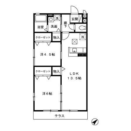 サニーハイツ(2LDK/1階)の間取り写真