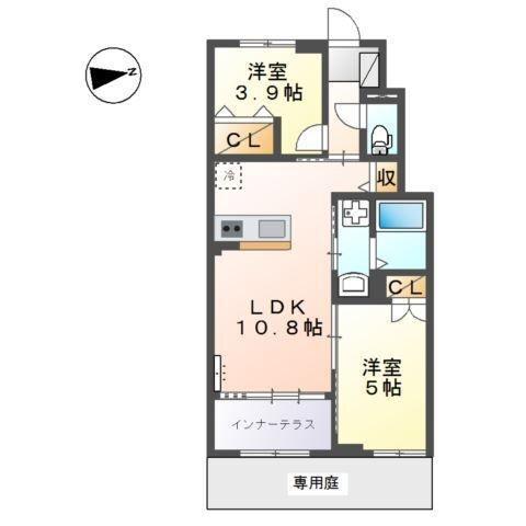 パールコート上和田(2LDK/1階)の間取り写真