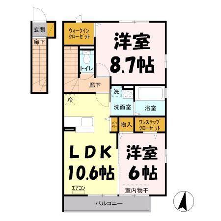 フューチャーブライト(2LDK/2階)の間取り写真