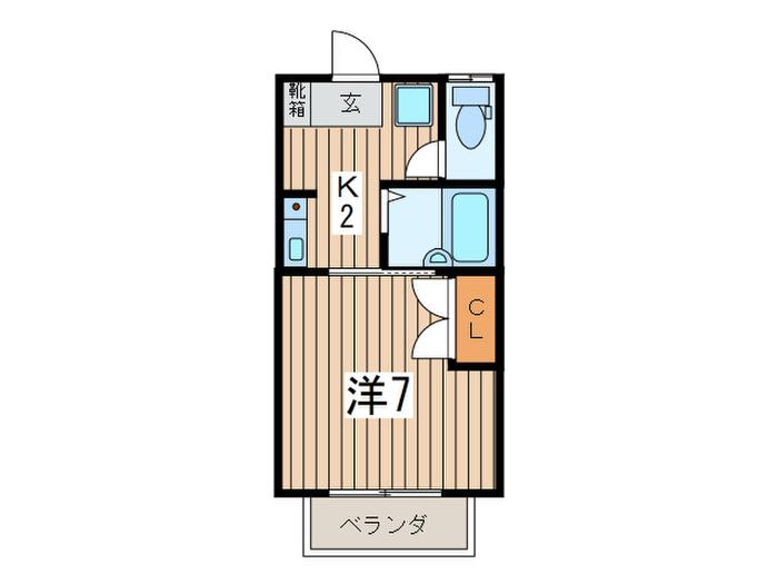 コーポヒライ(1K/2階)の間取り写真