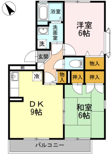 ニューライフつぶくA(2LDK/3階)の間取り写真