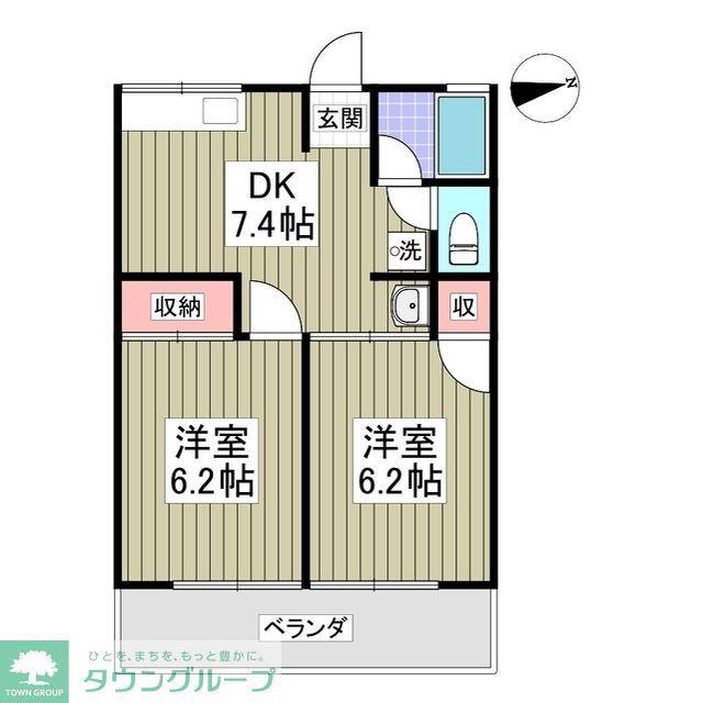 シティハイムコーポ小松原(2DK/2階)の間取り写真
