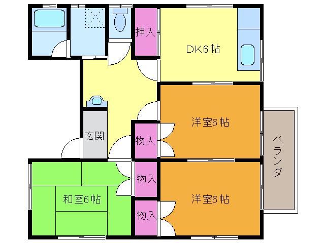 コーポ藤本(3DK/3階)の間取り写真