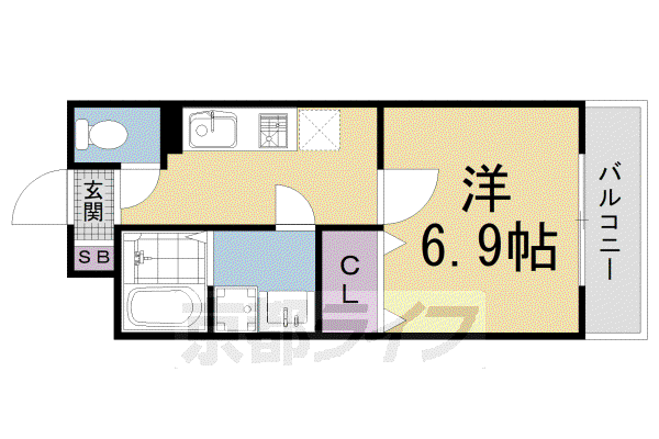 WIN深草枯木町(1K/1階)の間取り写真