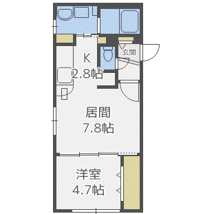 ASSET II(1LDK/2階)の間取り写真
