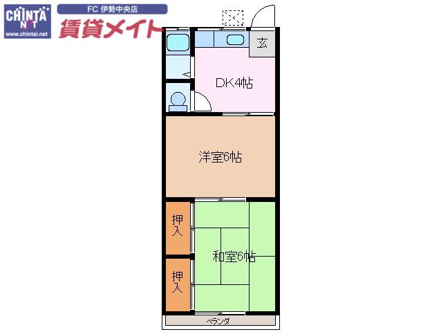 第2晴海ハイツ(2DK/2階)の間取り写真