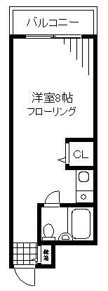 コーポ水無月(ワンルーム/3階)の間取り写真
