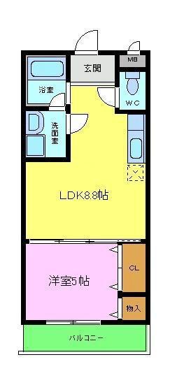 フジパレス和泉中央2番館(1LDK/1階)の間取り写真