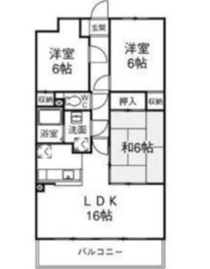 グレイス伸和(3LDK/4階)の間取り写真