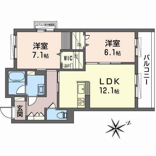 GRANDIR ウエスト(2LDK/3階)の間取り写真