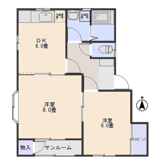 ルシエールB(2DK/1階)の間取り写真