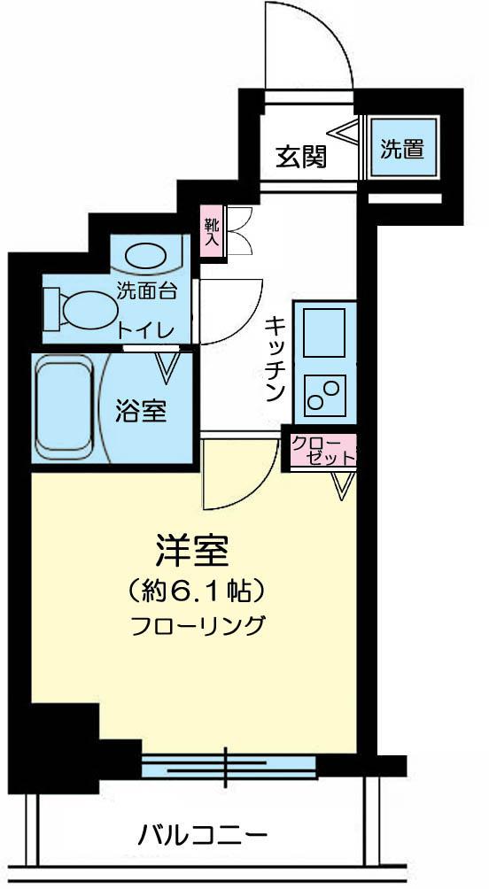 エクセリア旗の台(1K/7階)の間取り写真