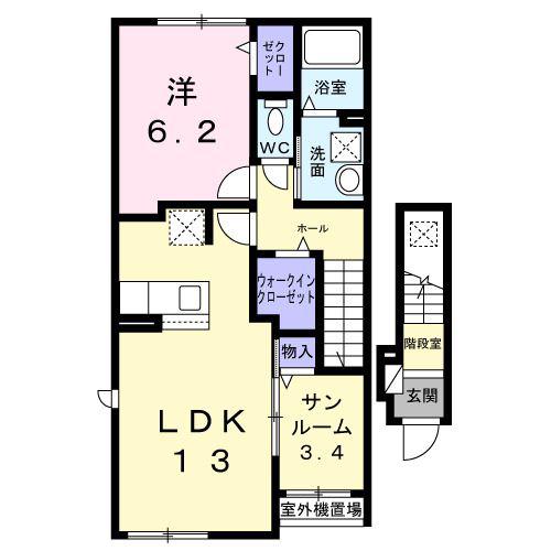 カムラフォレスト(1LDK/2階)の間取り写真
