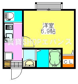 プレジール三山(1K/1階)の間取り写真