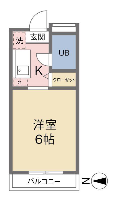 グランドハイツ斉藤A棟(ワンルーム/2階)の間取り写真