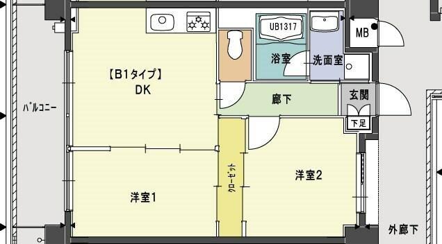 ルシェリオ(2DK/2階)の間取り写真