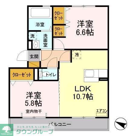 ボヌールおおたかの森I(2LDK/3階)の間取り写真
